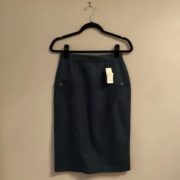 Vintage Pandolfi Green Wool Skirt, EU Size 42 - Picture 3 of 16